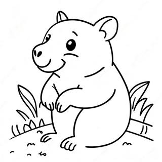 Pagina Para Colorear De Un Adorable Wombat Sentado 55944-44268