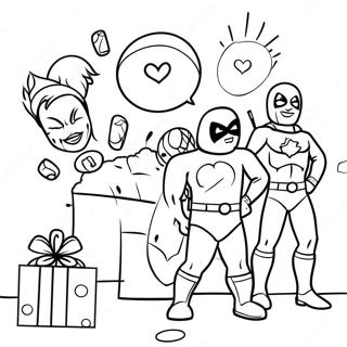 Pagina Para Colorear De Fiesta De Cumpleanos De Superheroe 57973-45859