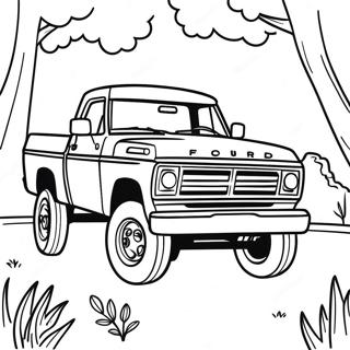 Pagina Para Colorear De Un Camion Ford Realista En La Naturaleza 5820-4625