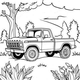 Pagina Para Colorear De Un Camion Ford Realista En La Naturaleza 5820-4628