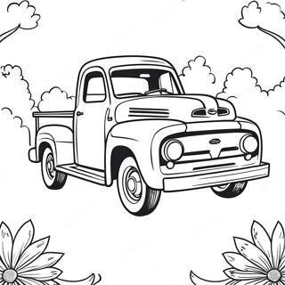 Pagina Para Colorear De Un Camion Ford Clasico Con Diseno Vintage 5821-4633