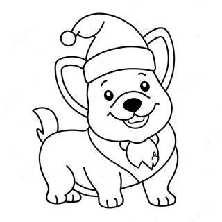 Pagina Para Colorear De Un Corgi Navideno Con Gorro De Santa 58673-46419