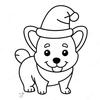 Pagina Para Colorear De Un Corgi Navideno Con Gorro De Santa 58673-46420