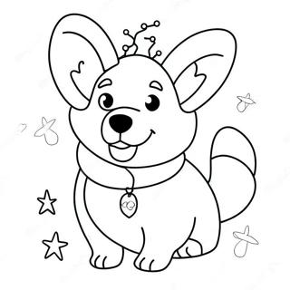 Pagina Para Colorear De Un Corgi Navideno Festivo Con Luces 58674-46422