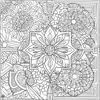 Pagina Para Colorear De Patrones Geometricos Del Arte Islamico 61873-48963