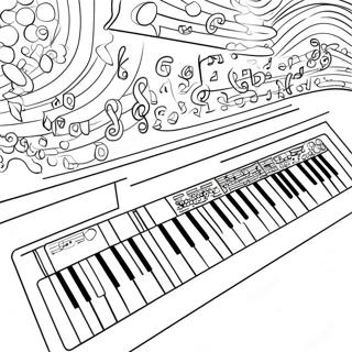 Pagina Para Colorear De Un Teclado Colorido Con Notas Musicales 61954-49029