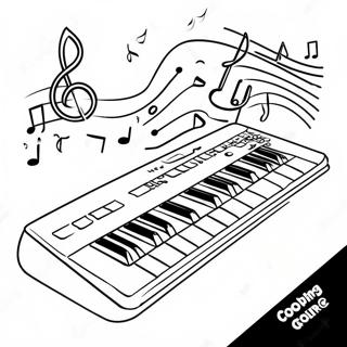 Pagina Para Colorear De Un Teclado Colorido Con Notas Musicales 61954-49031