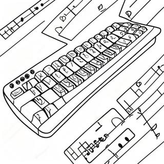 Pagina Para Colorear De Un Teclado Colorido Con Notas Musicales 61954-49032