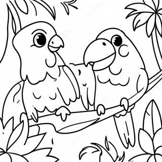 Pagina Para Colorear De Loros Coloridos En La Selva Tropical 63654-50364