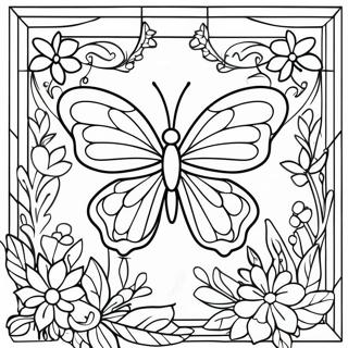 Pagina Para Colorear De Diseno Colorido De Mariposa De Vidrio Templado 63784-50469