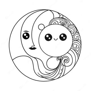 Pagina Para Colorear Del Sol Y La Luna Yin Yang Fantasiosa 64314-50909