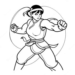 Chun Li En Una Pagina Para Colorear De Pose De Lucha Dinamica 66615-52706