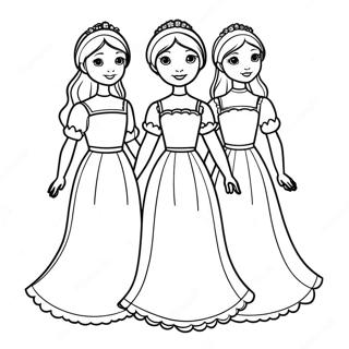 Pagina Para Colorear De Tres Hermanas En Vestidos Hermosos 67405-53342