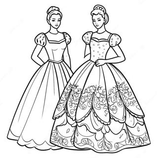 Pagina Para Colorear De Tres Hermanas En Vestidos Hermosos 67405-53344