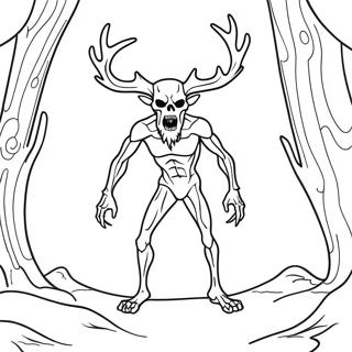 Pagina Para Colorear De Wendigo Espeluznante En El Bosque 67675-53551