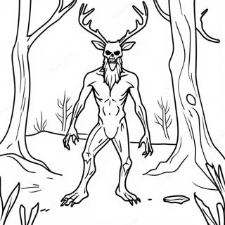 Pagina Para Colorear De Wendigo Espeluznante En El Bosque 67675-53552