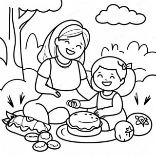 Pagina Para Colorear De Picnic De Mama E Hija Feliz 6961-5541