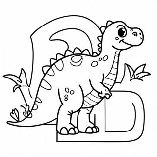 Pagina Para Colorear Letra D Con Tema De Dinosaurio 881-693