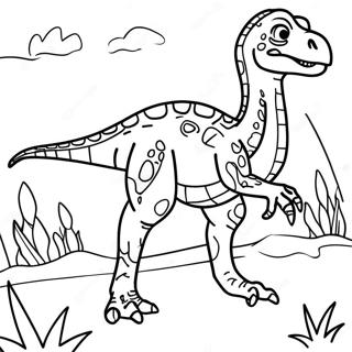 Pagina Para Colorear De Un Velociraptor Detallado Cazando 931-753