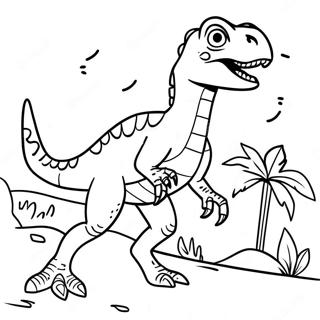 Pagina Para Colorear De Un Velociraptor Detallado Cazando 931-754