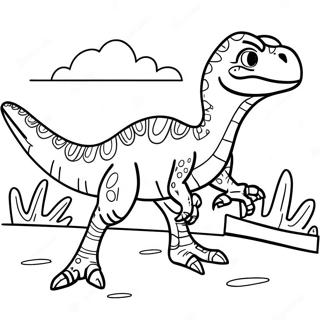 Pagina Para Colorear De Un Velociraptor Detallado Cazando 931-756